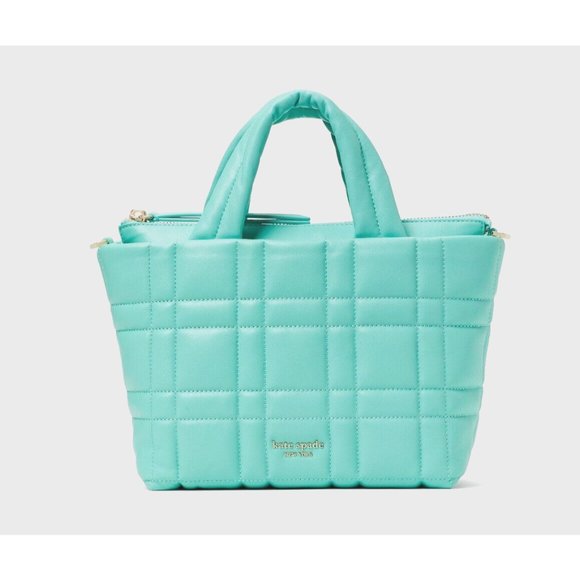 New Kate Spade Softwhere Quilted Leather Mini Tote Summer Rai with Dust bag - Picture 3 of 5